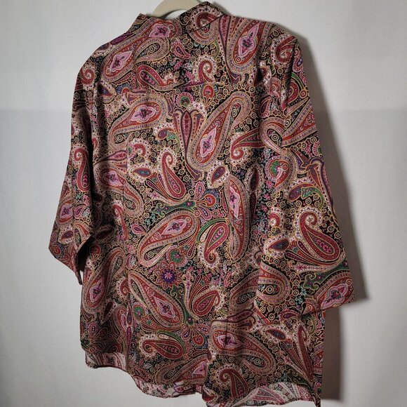 Chaps by Ralph Lauren Womens Multicolor Paisley 3/4 Sleeves Button Up Top 2X - Picture 6 of 8